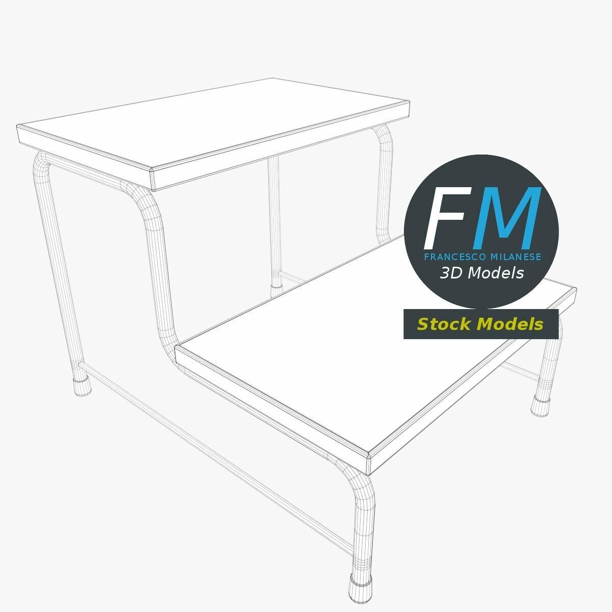 Two-step medical examination stool 3D model_7