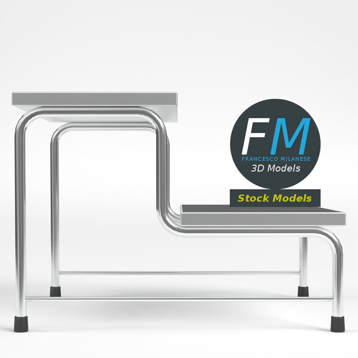 Two-step medical examination stool 3D model_4