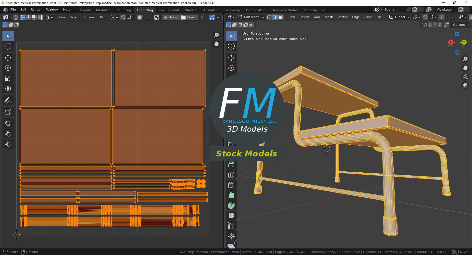 Two-step medical examination stool 3D model_10