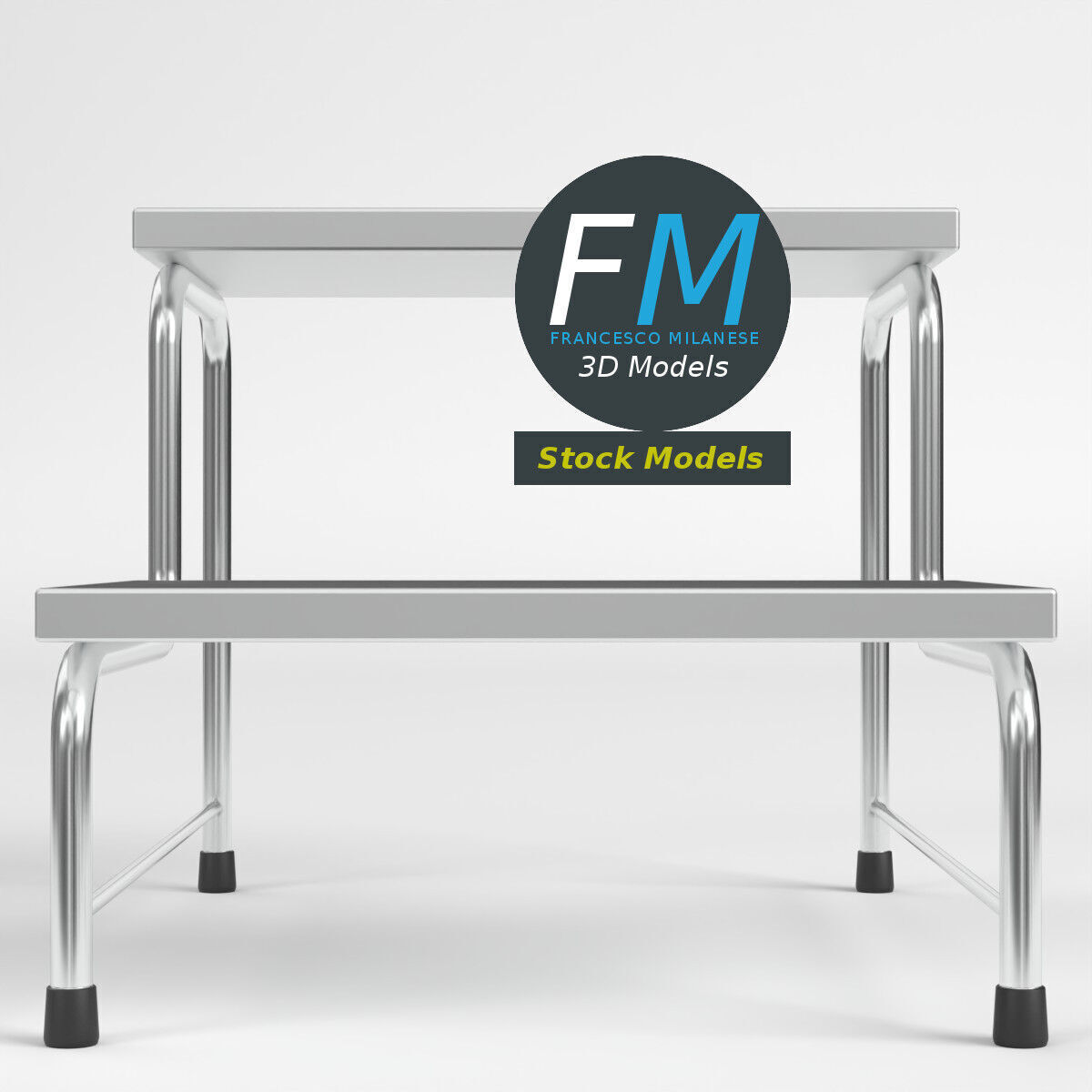 Two-step medical examination stool 3D model_3