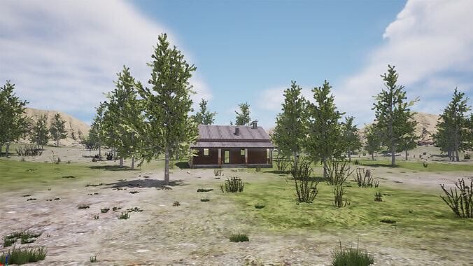 Abandoned House and Trees Environment Asset Pack Low-poly 3D model