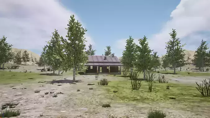 Abandoned House and Trees Environment Asset Pack Low-poly 3D model