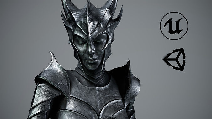 Iron Lady Knight Game Ready Low-poly 3D model