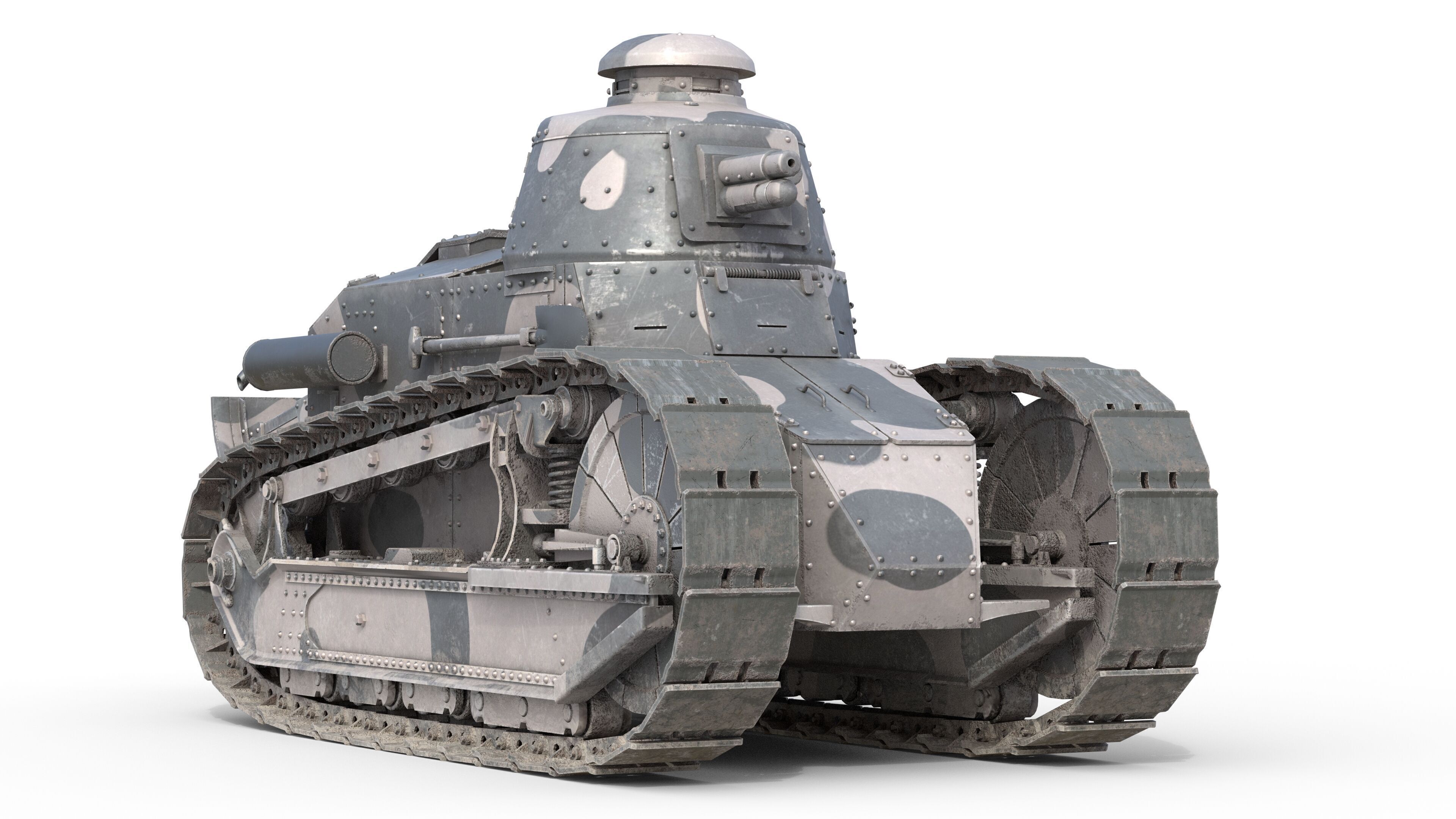 Renault FT17 Light Tank Low-poly 3D model_2