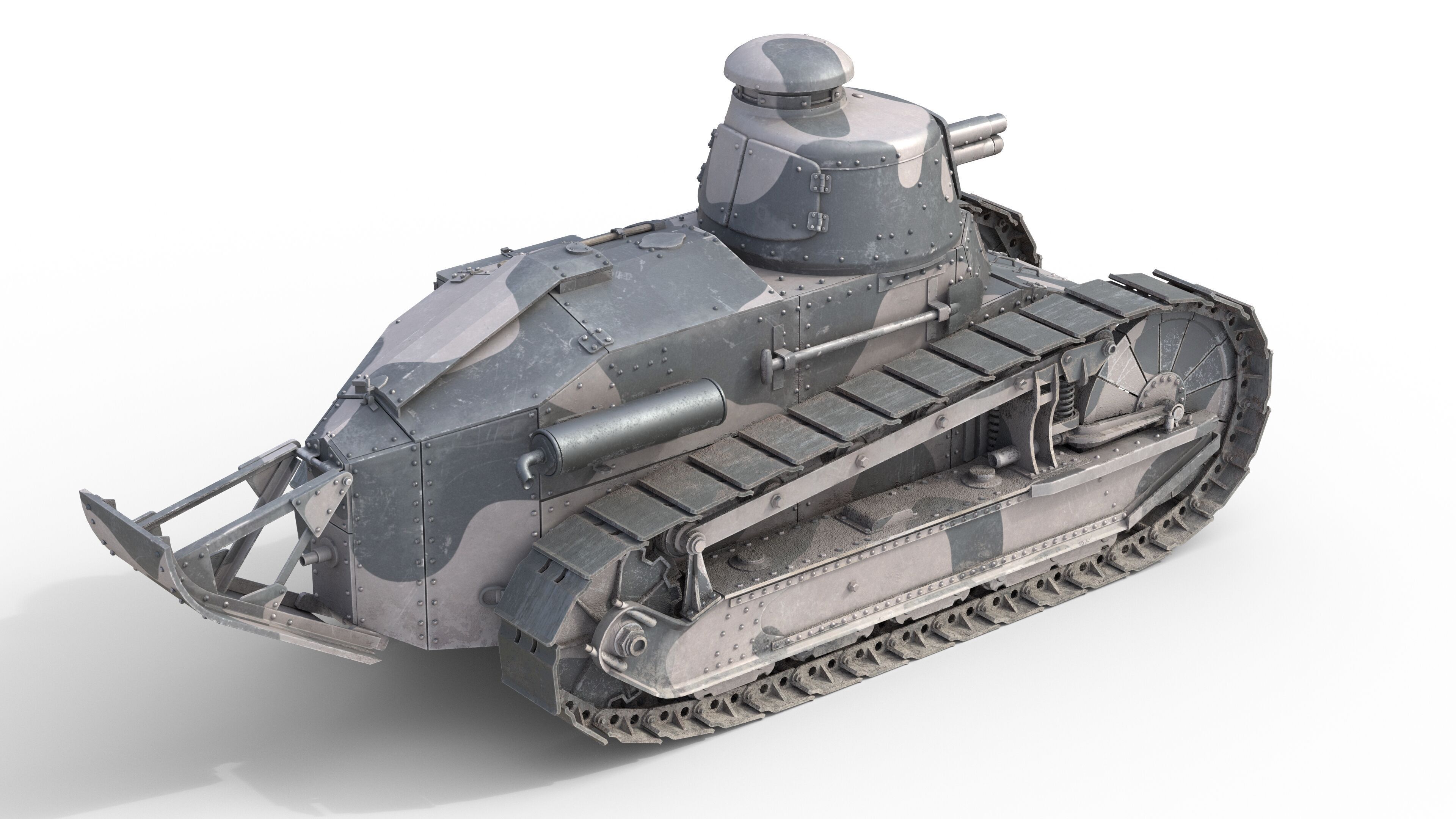Renault FT17 Light Tank Low-poly 3D model_1