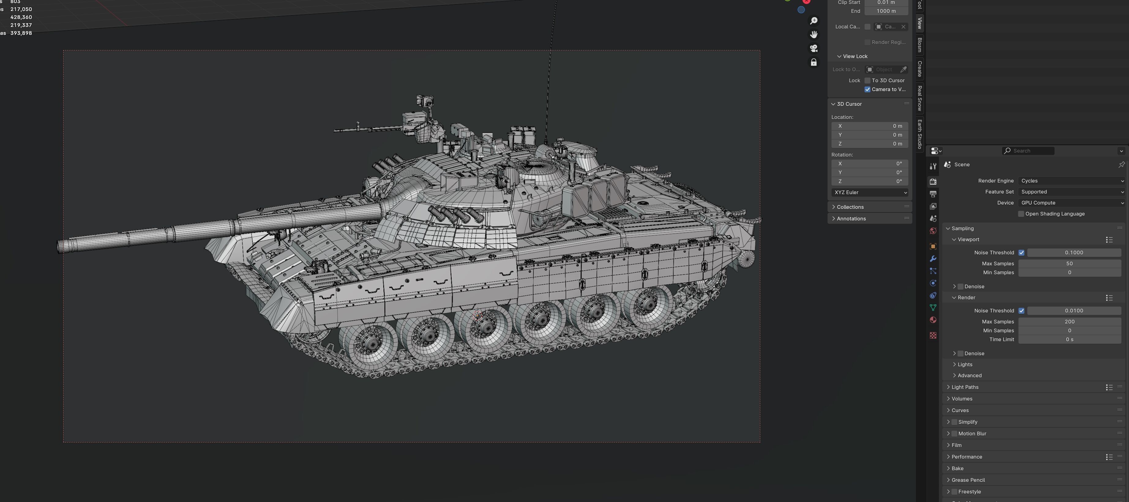 T 80U Main Battle Tank Low-poly 3D model_10