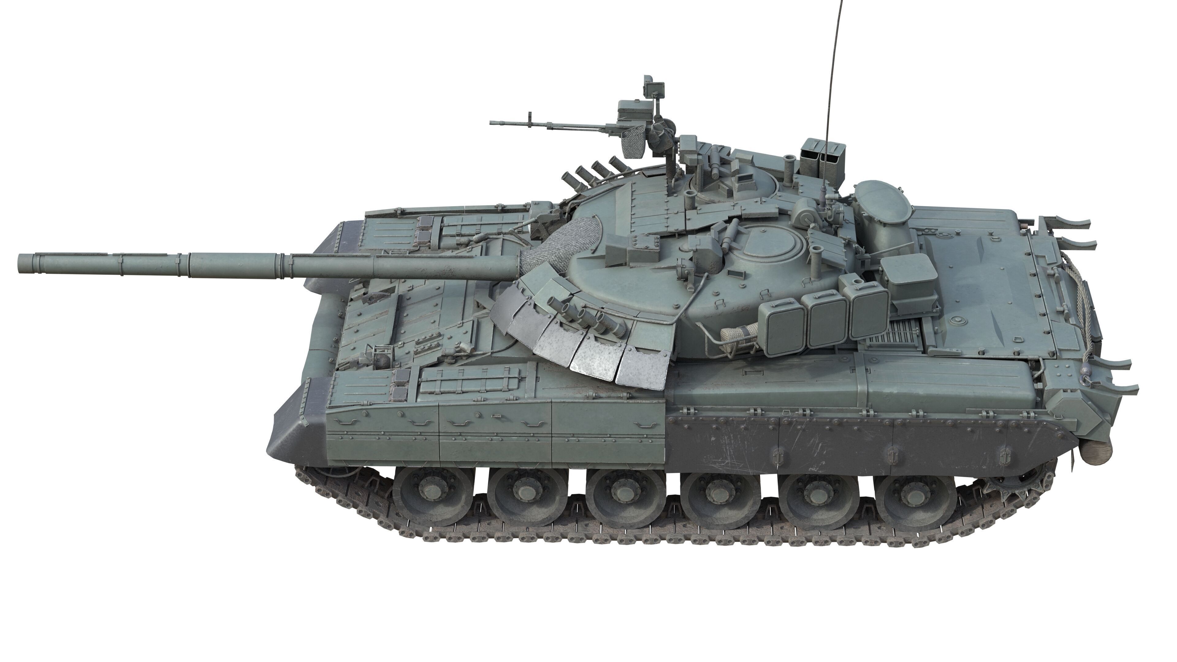 T 80U Main Battle Tank Low-poly 3D model_3