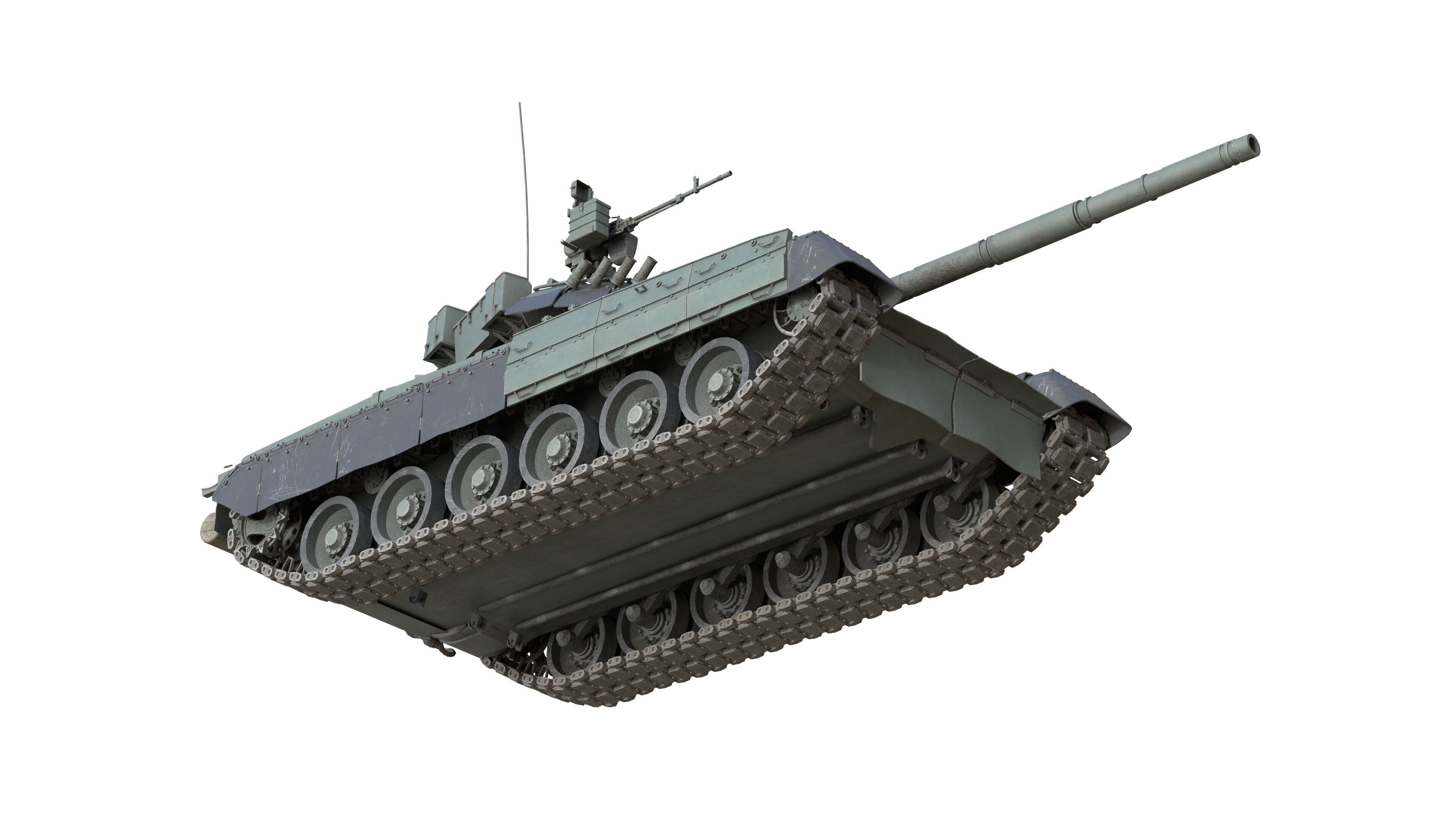 T 80U Main Battle Tank Low-poly 3D model_7