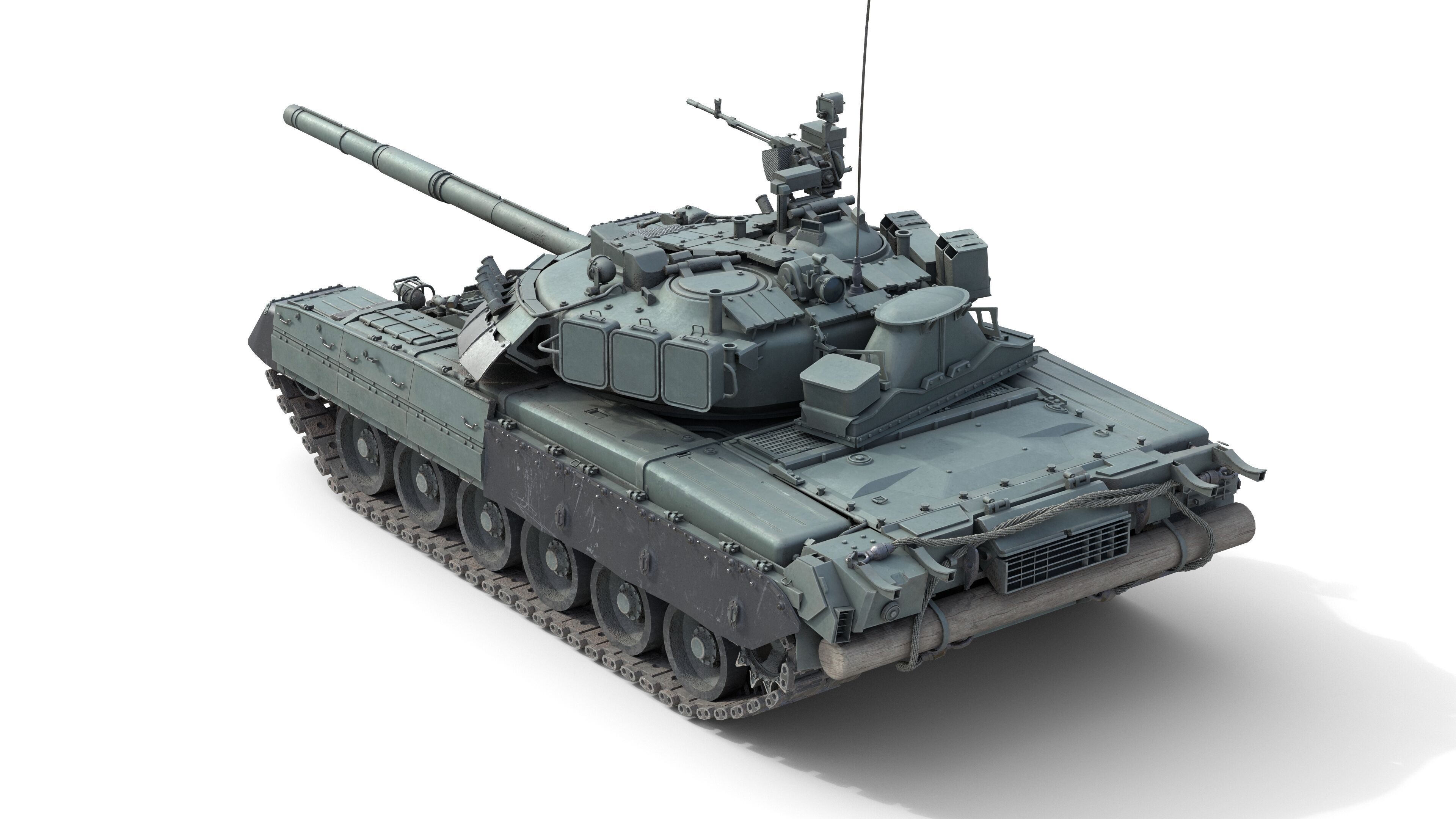 T 80U Main Battle Tank Low-poly 3D model_9