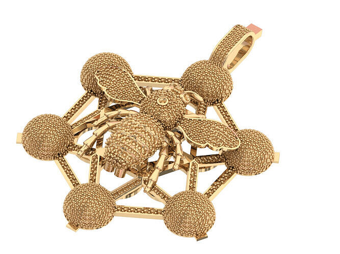 Honeycomb bee pendant Gold Pendant 3D print model