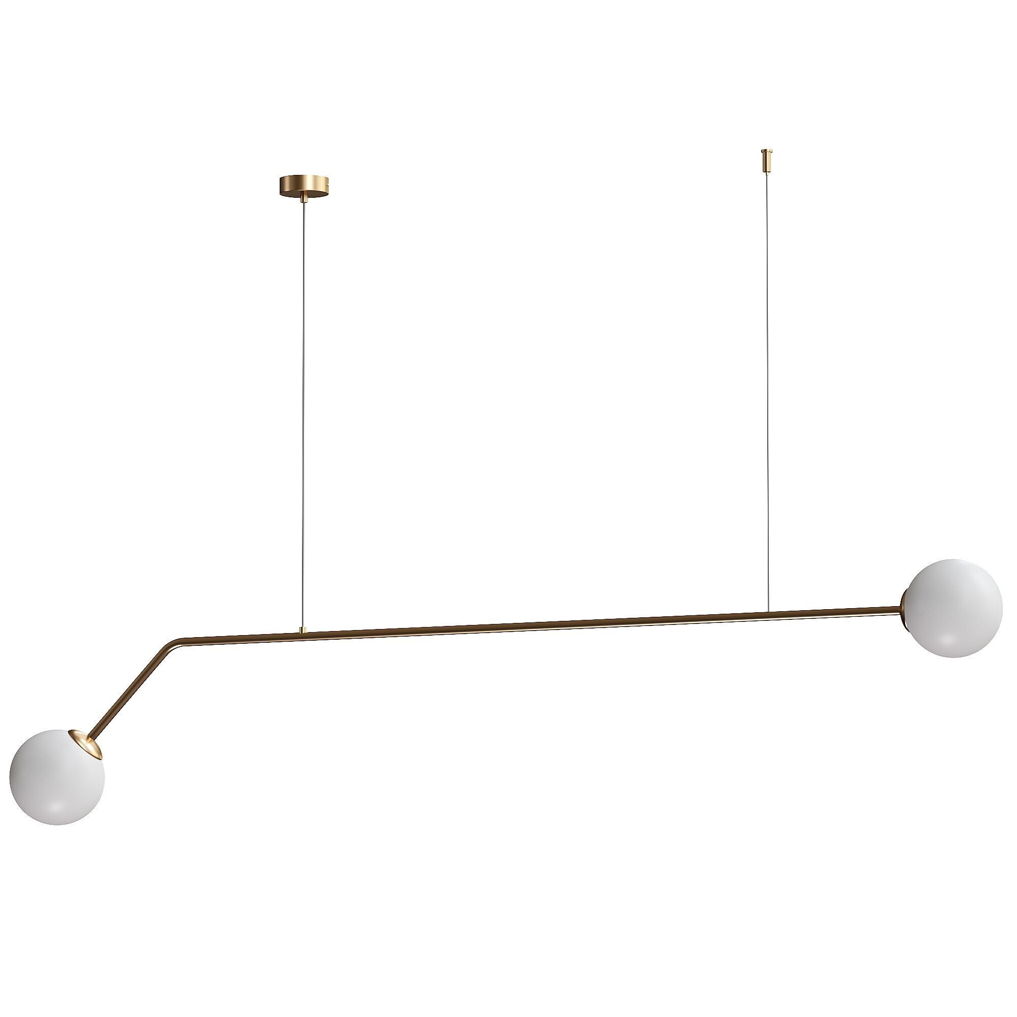 Pure hanging light two-bulb gold 3D model_1