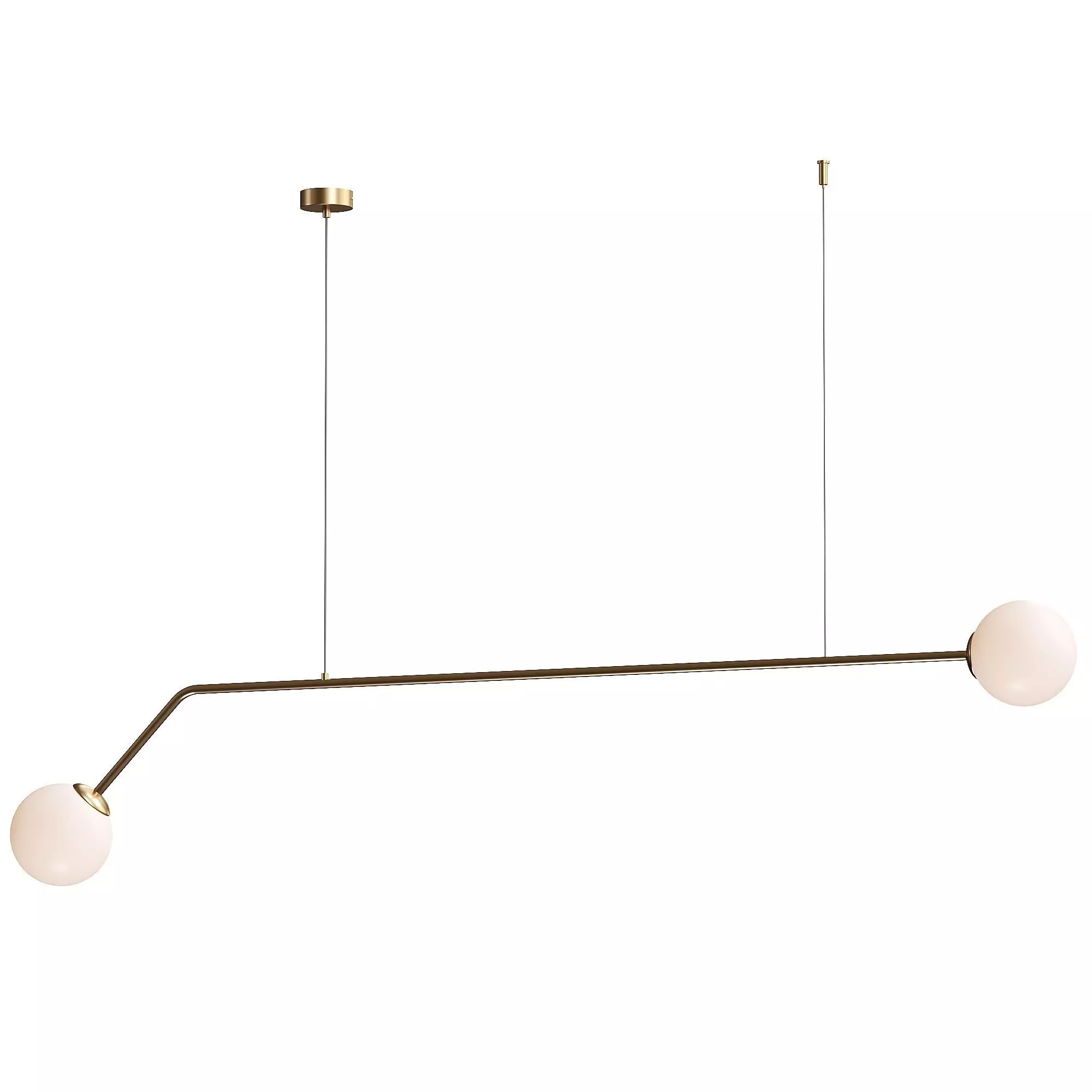 Pure hanging light two-bulb gold 3D model_0