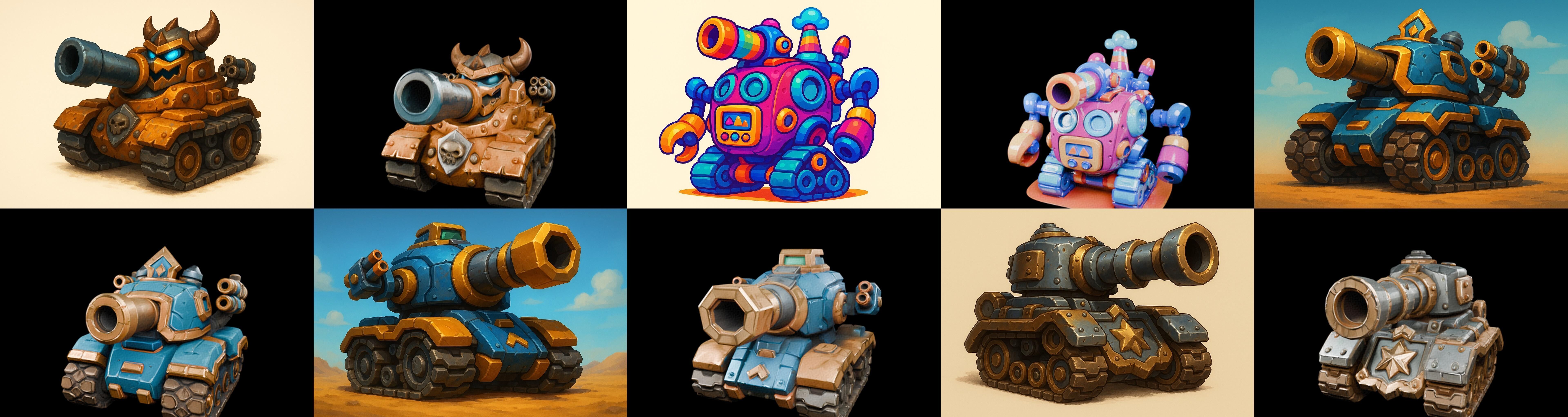 Tank Canon bundle 7 pack 100 glb Low-poly 3D model_11