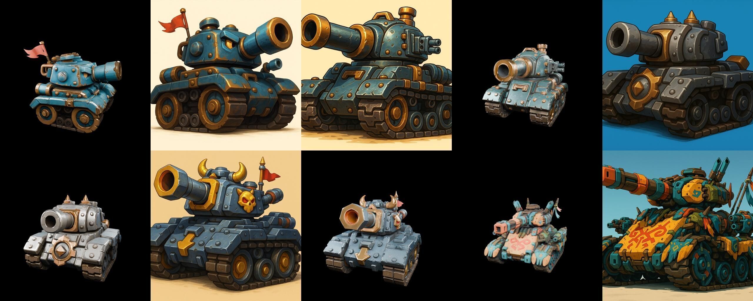 Tank Canon bundle 7 pack 100 glb Low-poly 3D model_18