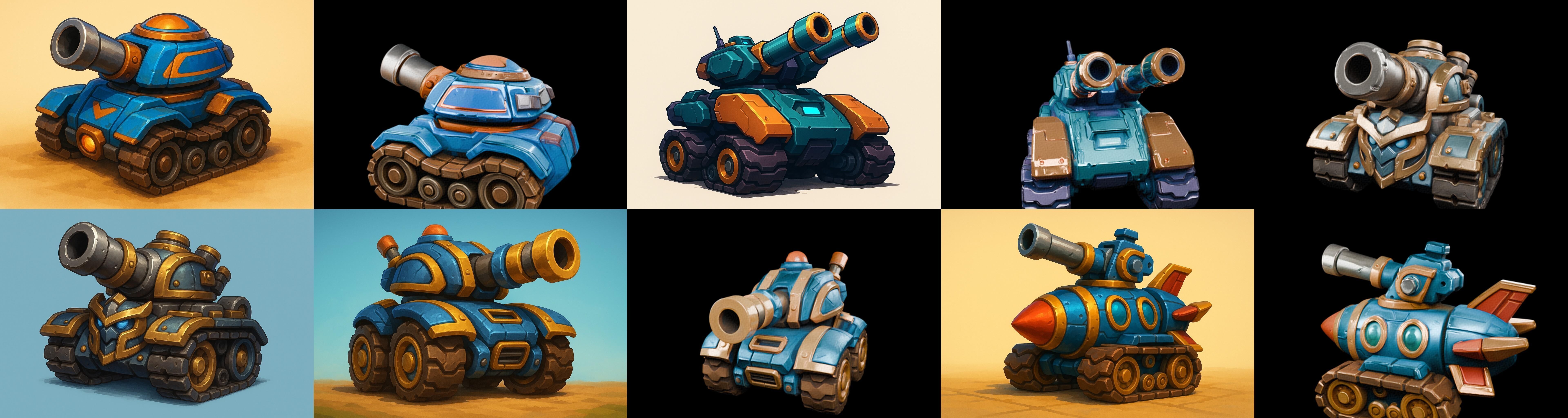 Tank Canon bundle 7 pack 100 glb Low-poly 3D model_5