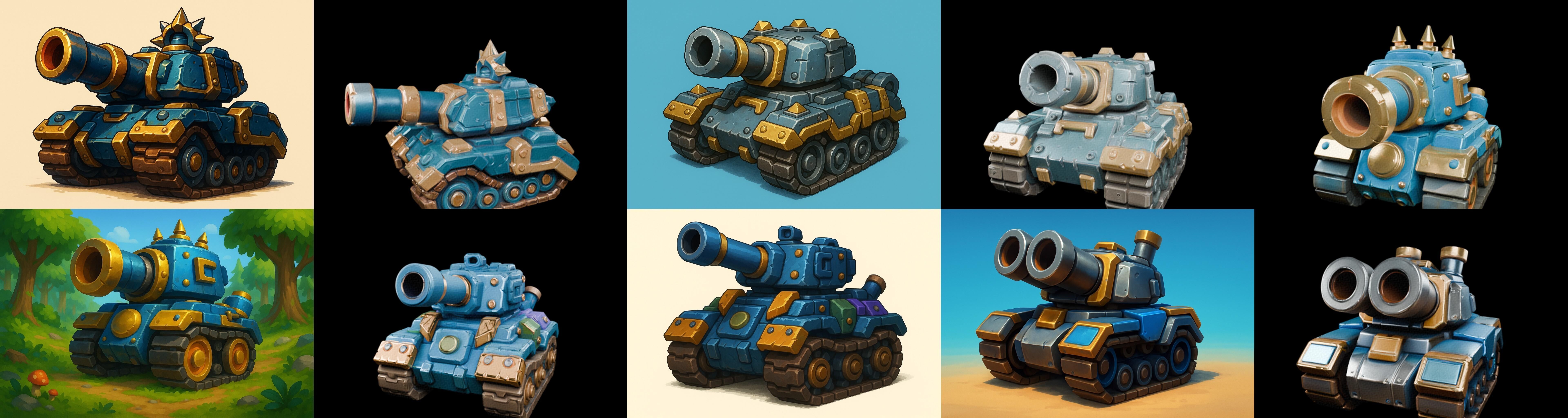 Tank Canon bundle 7 pack 100 glb Low-poly 3D model_8