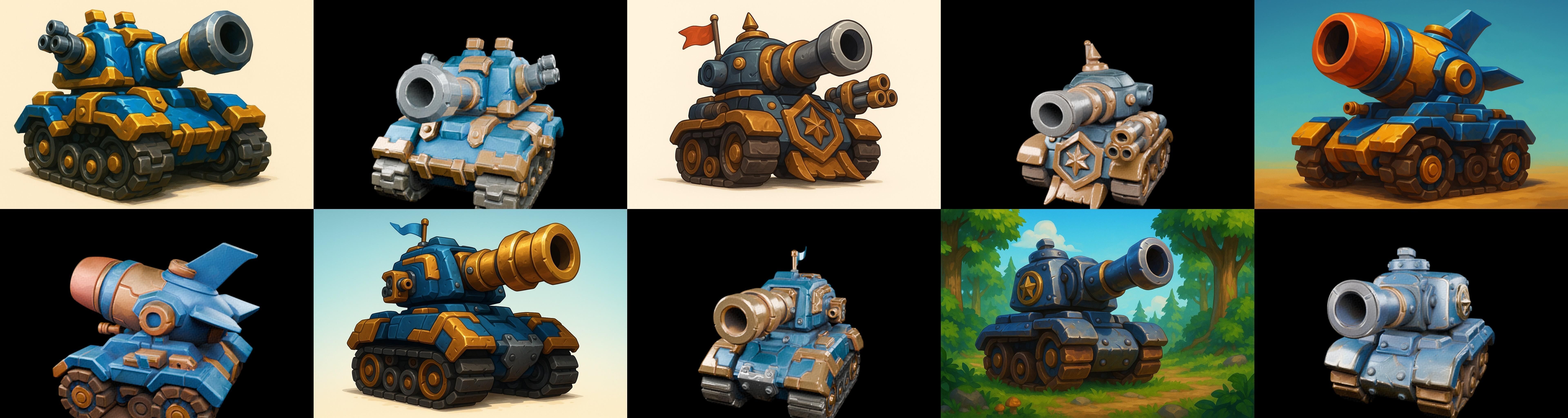 Tank Canon bundle 7 pack 100 glb Low-poly 3D model_13