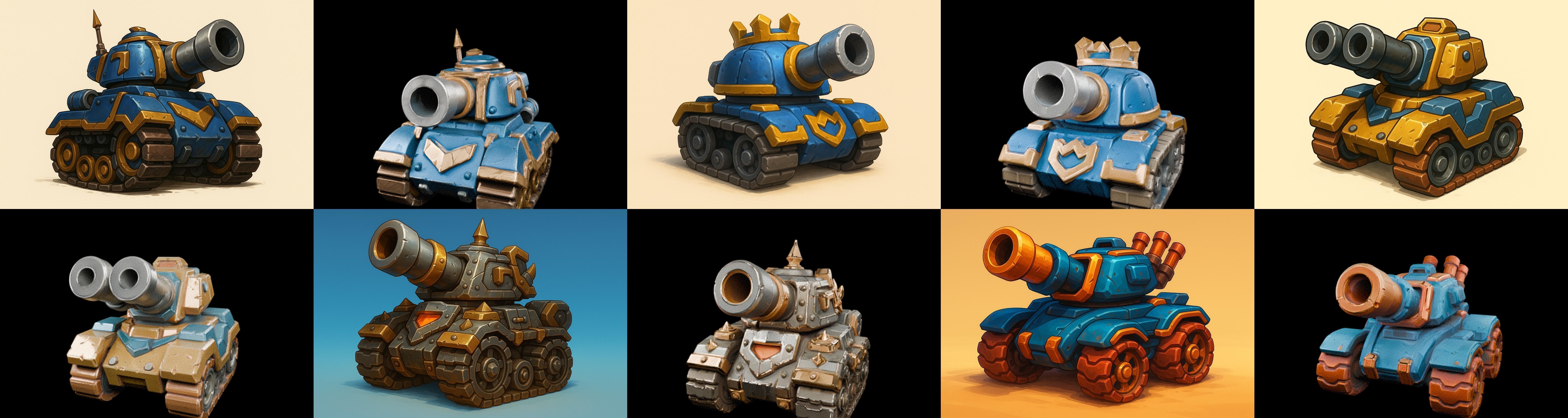 Tank Canon bundle 7 pack 100 glb Low-poly 3D model_12