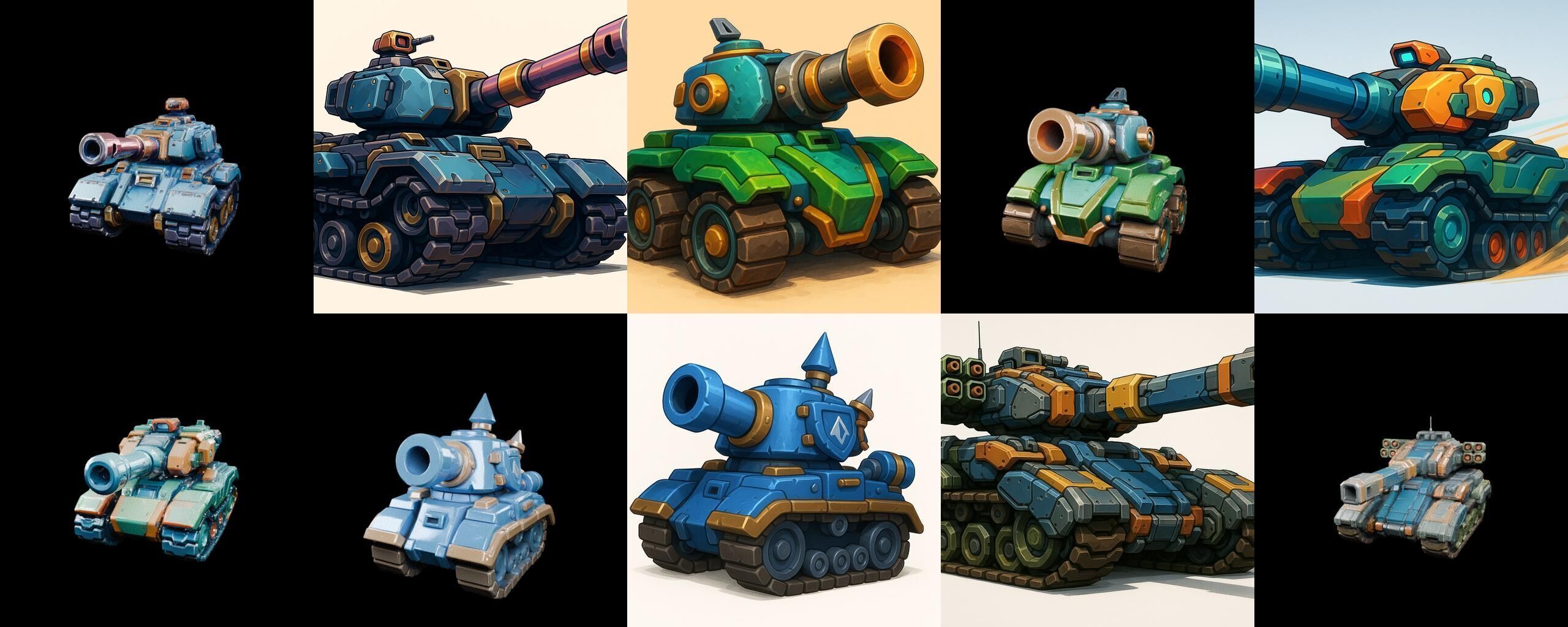 Tank Canon bundle 7 pack 100 glb Low-poly 3D model_15
