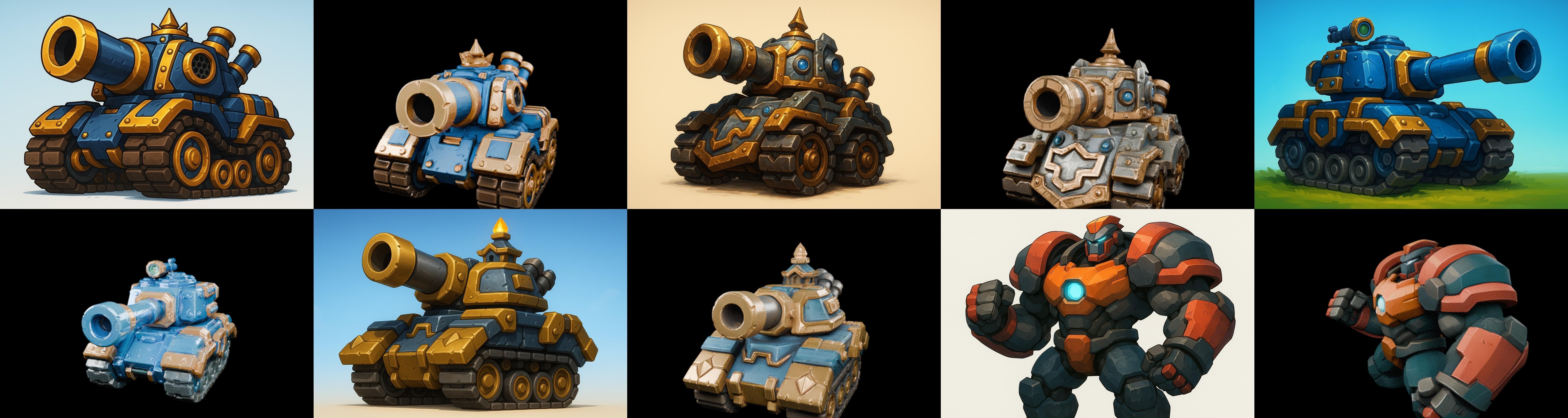 Tank Canon bundle 7 pack 100 glb Low-poly 3D model_16