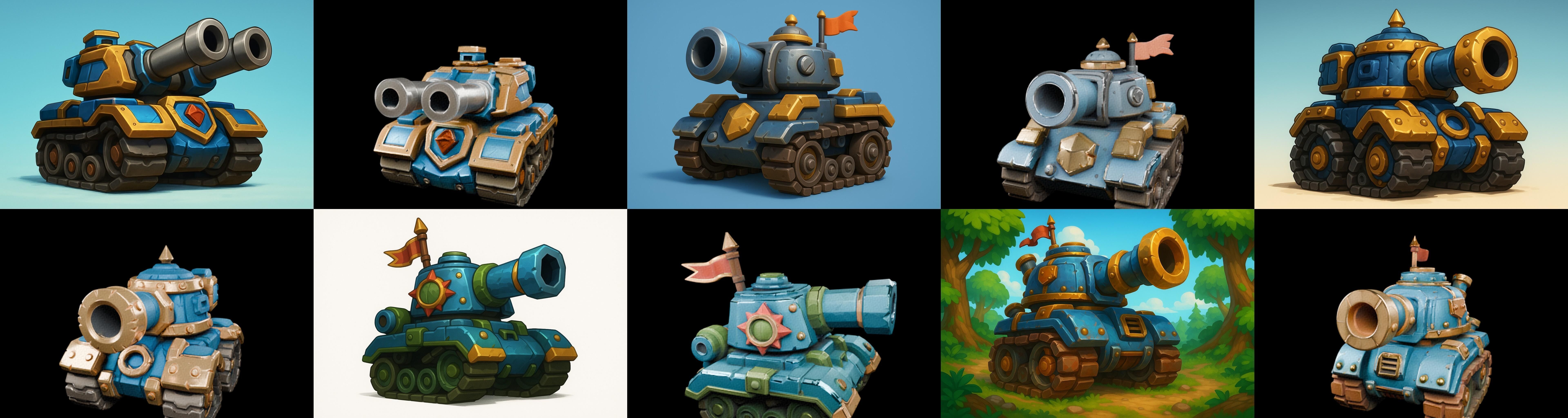 Tank Canon bundle 7 pack 100 glb Low-poly 3D model_9