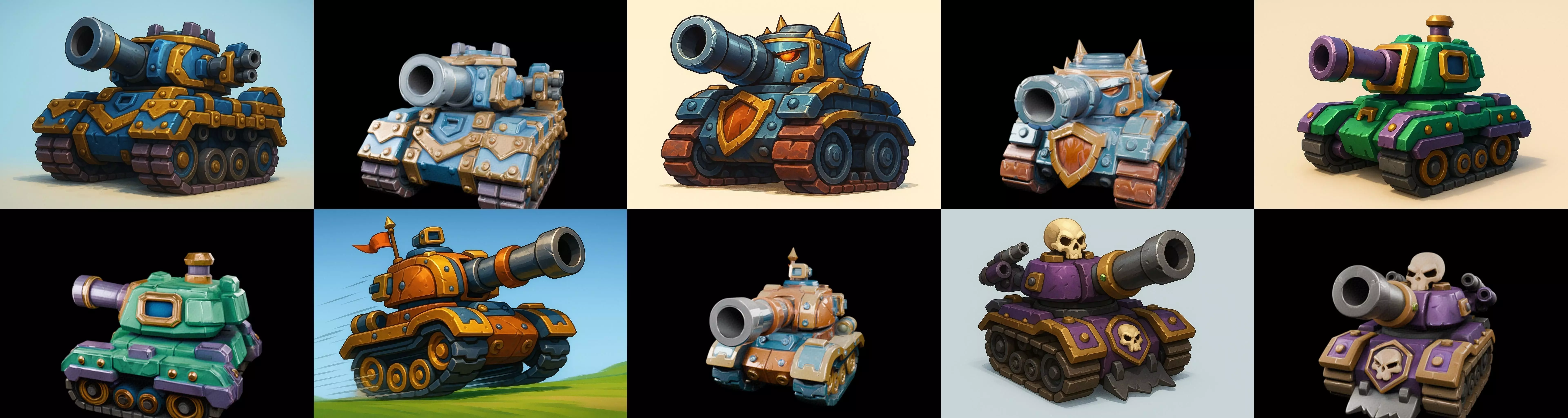 Tank Canon bundle 7 pack 100 glb Low-poly 3D model_0