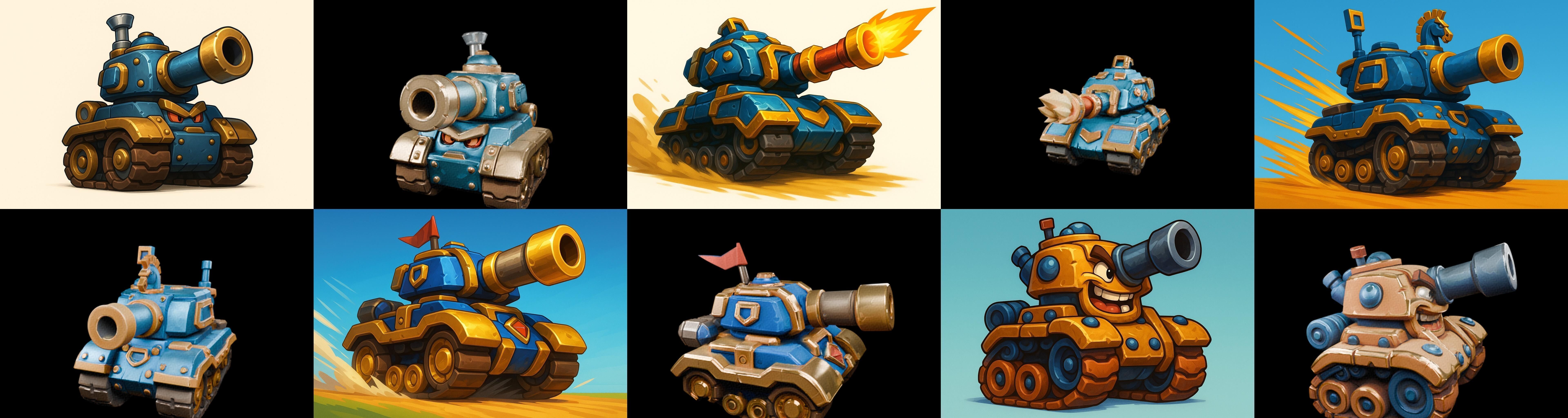 Tank Canon bundle 7 pack 100 glb Low-poly 3D model_17