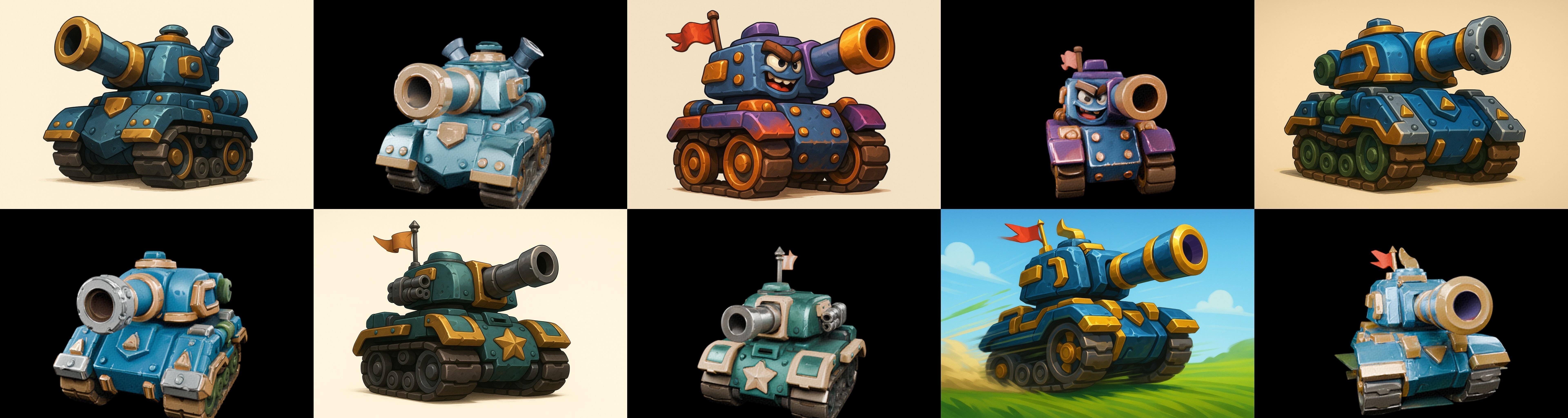 Tank Canon bundle 7 pack 100 glb Low-poly 3D model_14