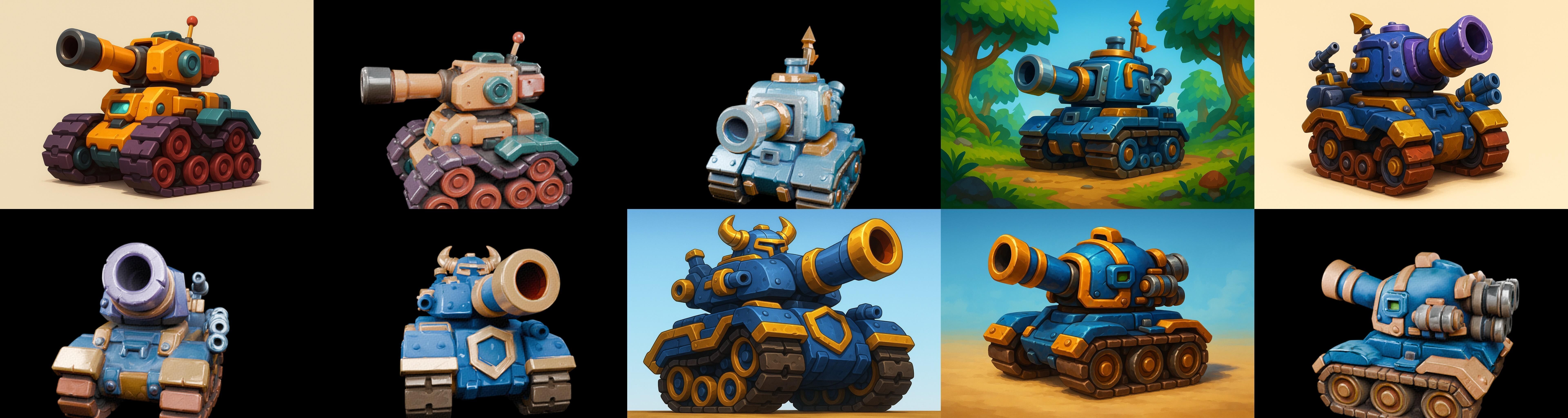 Tank Canon bundle 7 pack 100 glb Low-poly 3D model_6