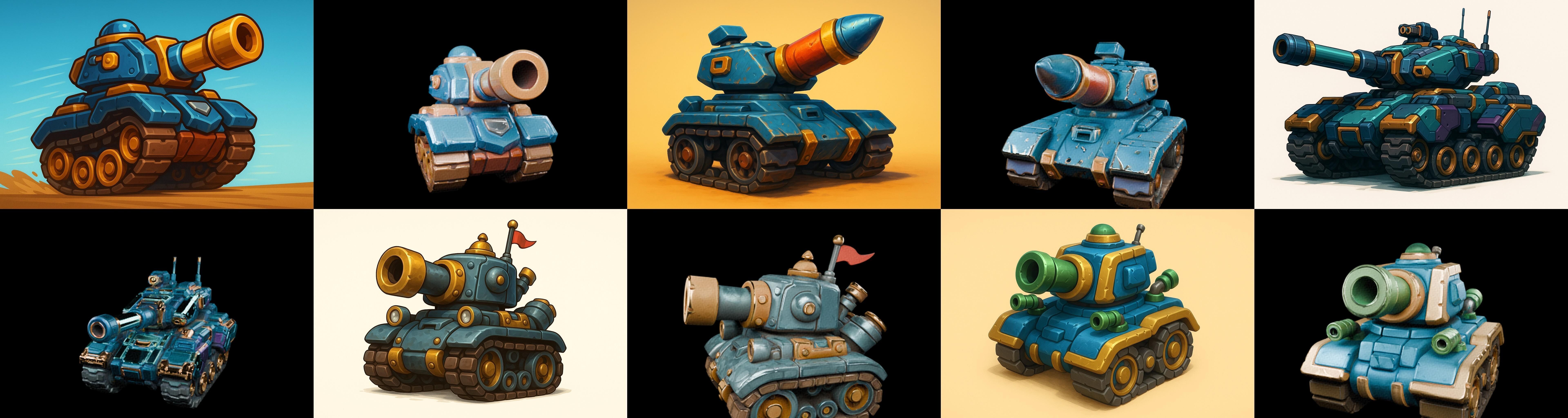 Tank Canon bundle 7 pack 100 glb Low-poly 3D model_2