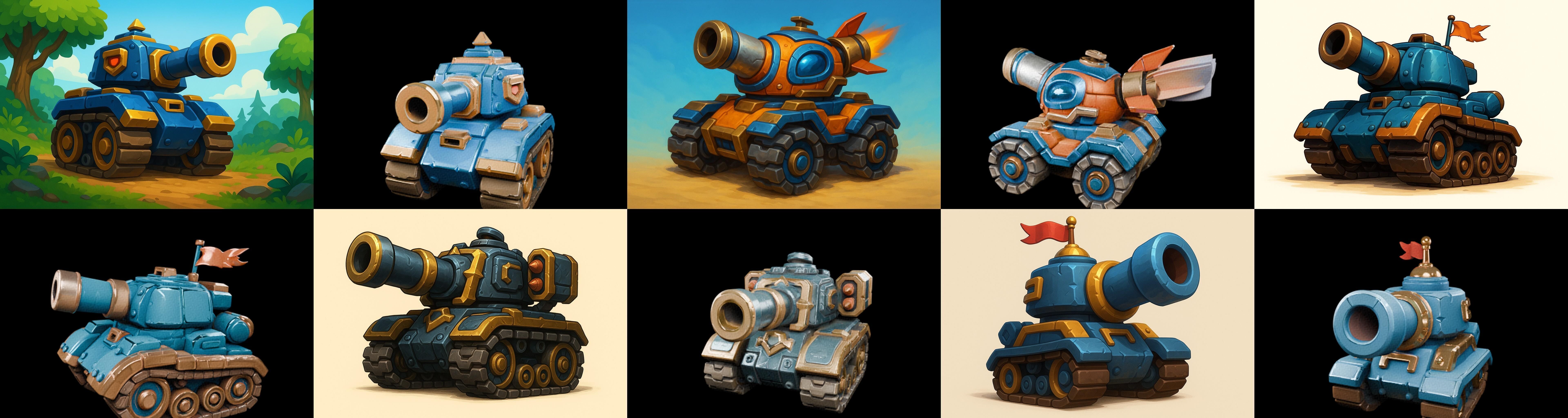 Tank Canon bundle 7 pack 100 glb Low-poly 3D model_19