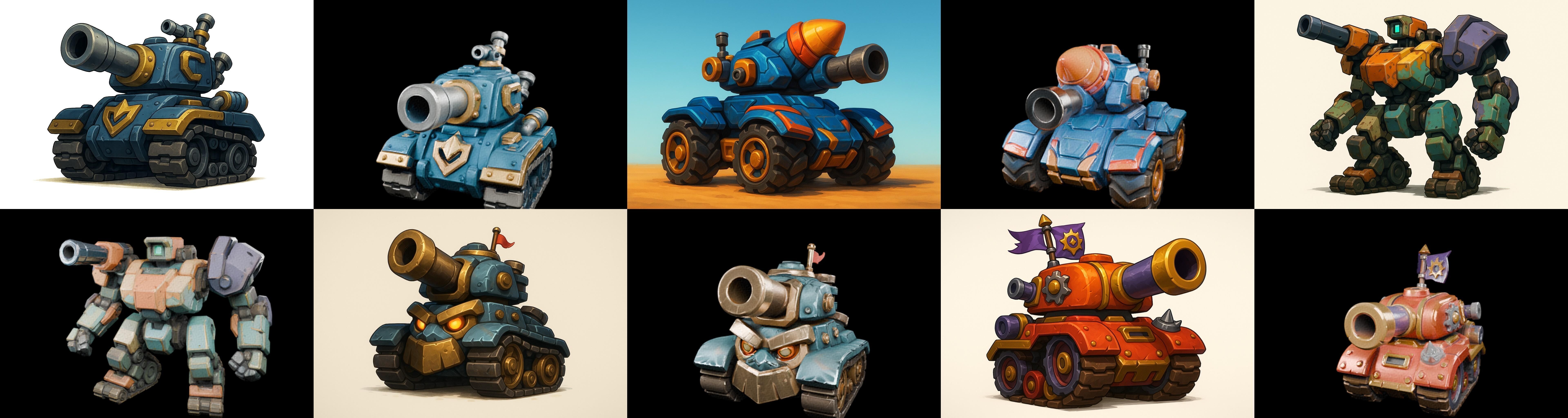 Tank Canon bundle 7 pack 100 glb Low-poly 3D model_4