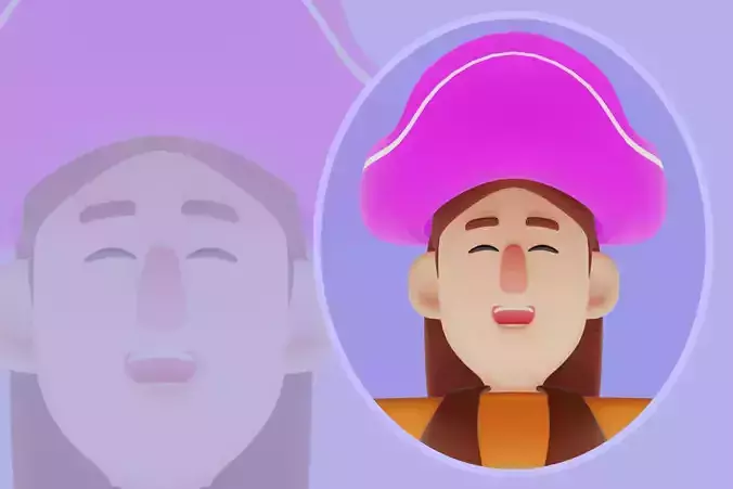 Stylized 3D Female Pirate Character - Cartoon Adventure Girl