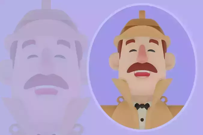 Stylized 3D Male Detective Character - Cartoon Mystery Man