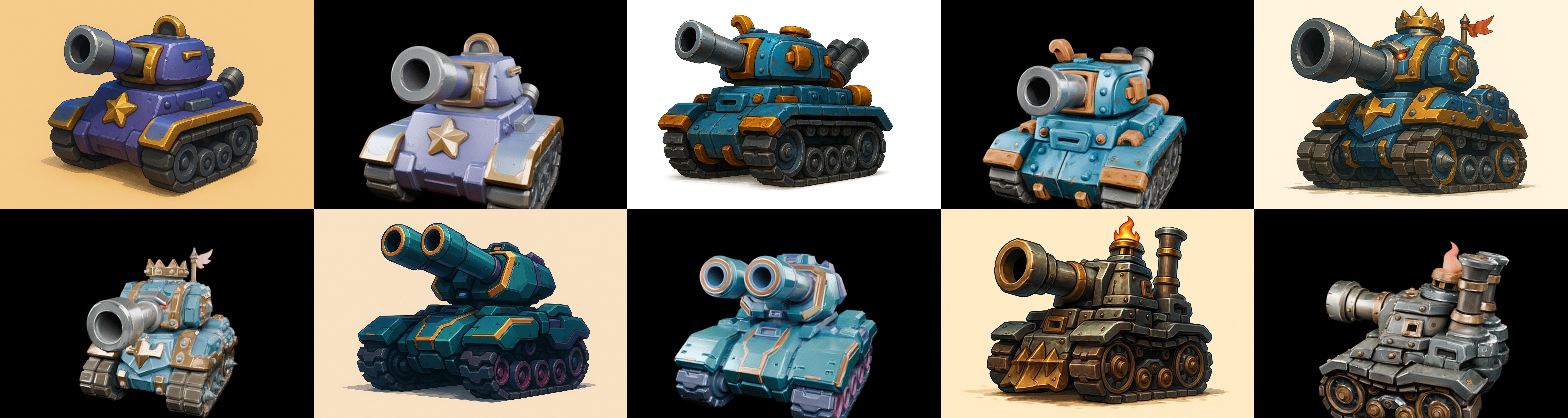 Tank Canon bundle 3 pack 100 glb Low-poly 3D model_14