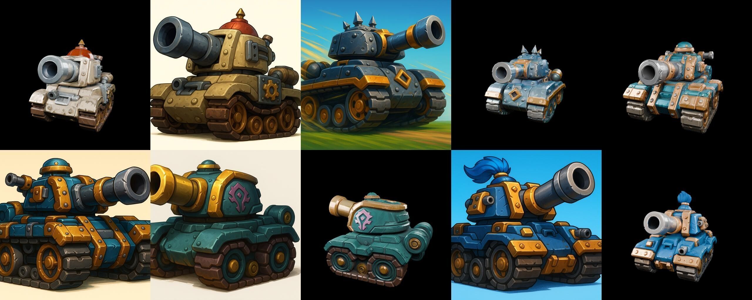 Tank Canon bundle 3 pack 100 glb Low-poly 3D model_10