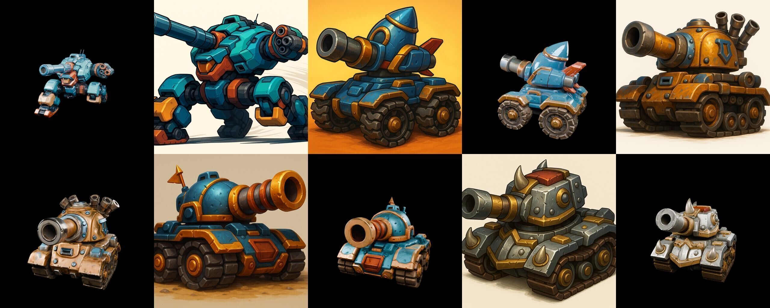 Tank Canon bundle 3 pack 100 glb Low-poly 3D model_8