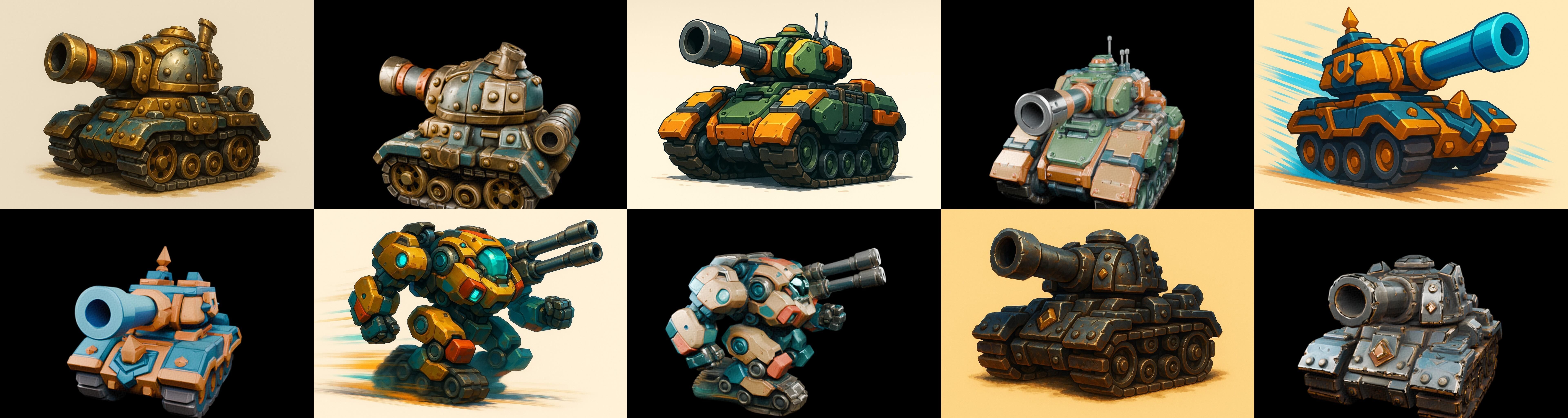 Tank Canon bundle 3 pack 100 glb Low-poly 3D model_17