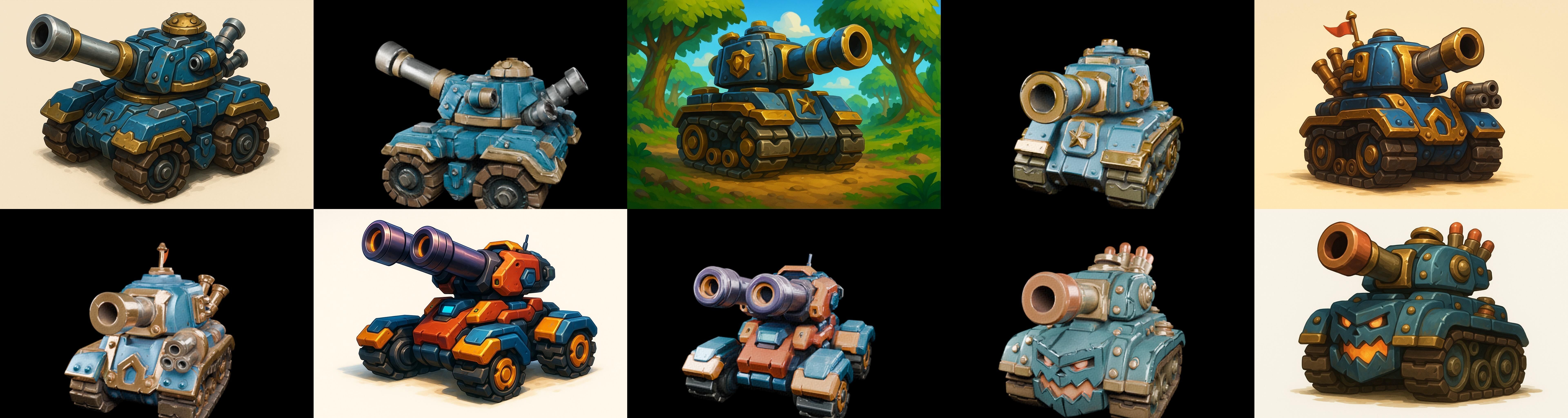 Tank Canon bundle 3 pack 100 glb Low-poly 3D model_9