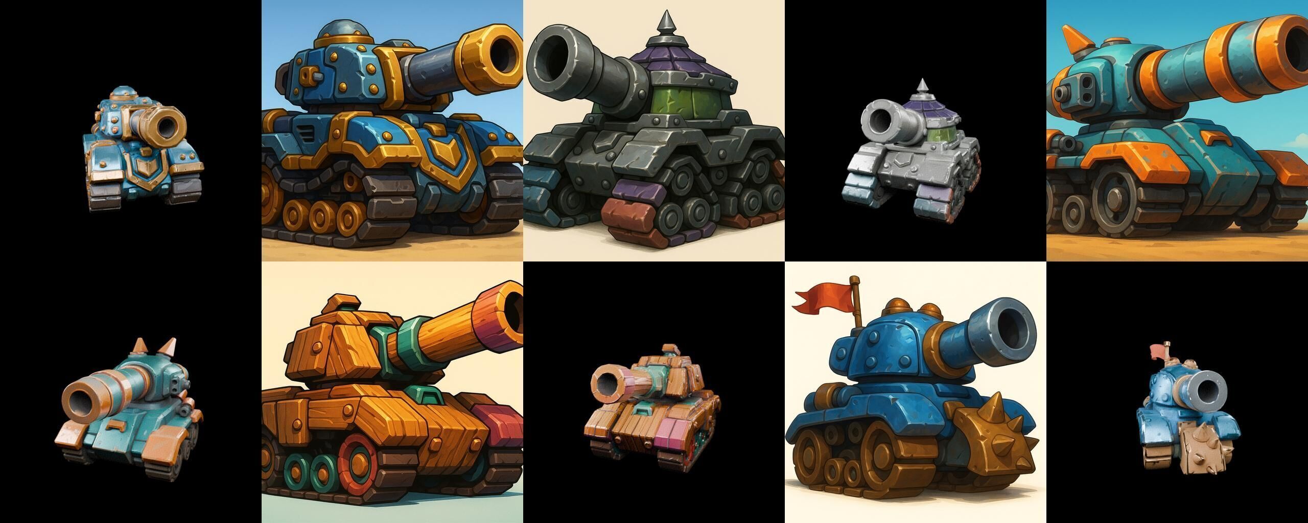 Tank Canon bundle 3 pack 100 glb Low-poly 3D model_18