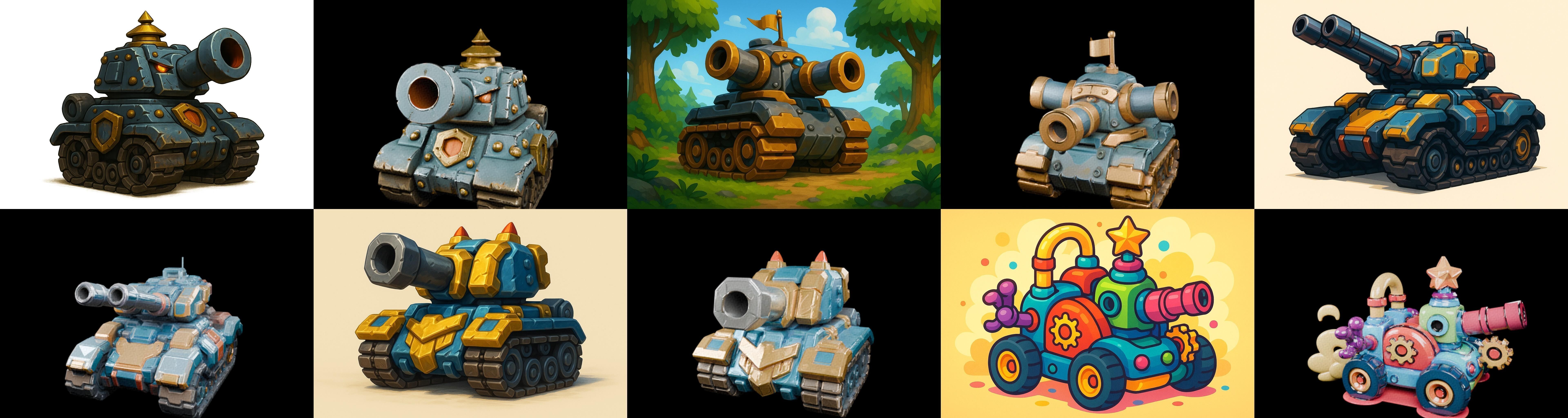 Tank Canon bundle 3 pack 100 glb Low-poly 3D model_1