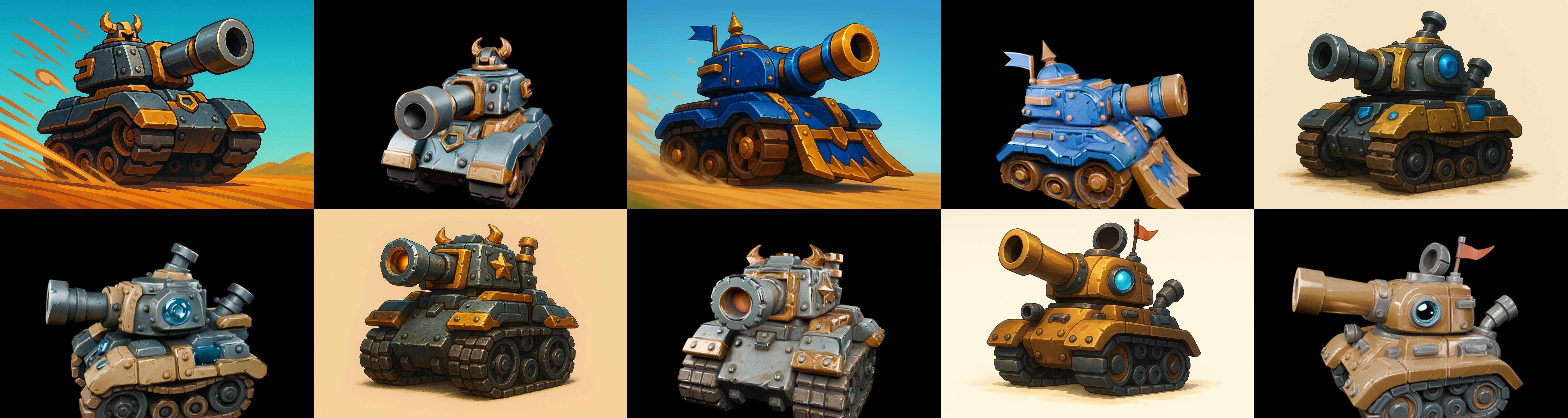 Tank Canon bundle 3 pack 100 glb Low-poly 3D model_2