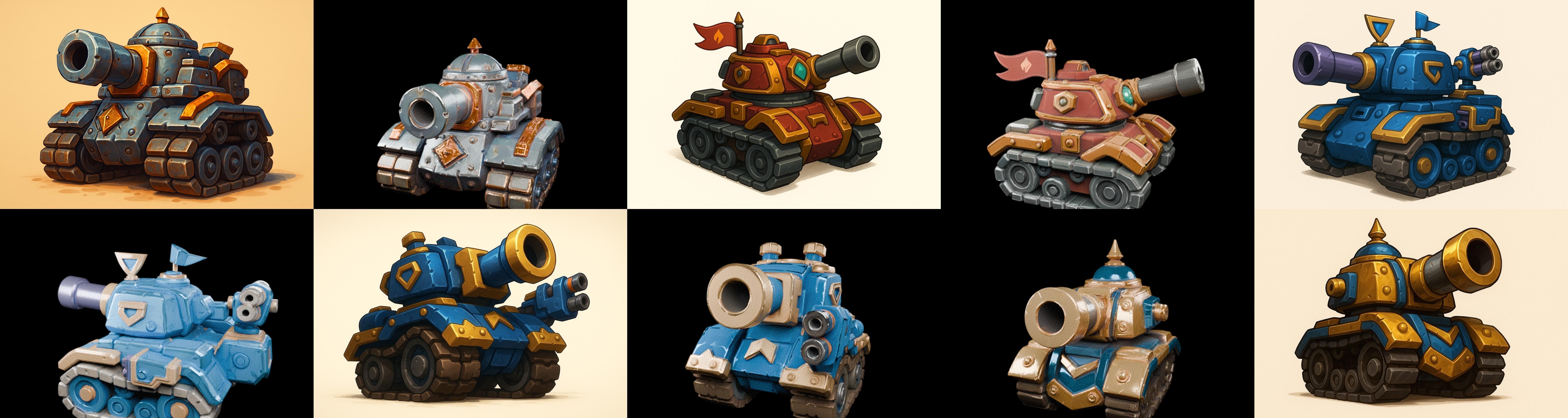 Tank Canon bundle 3 pack 100 glb Low-poly 3D model_13