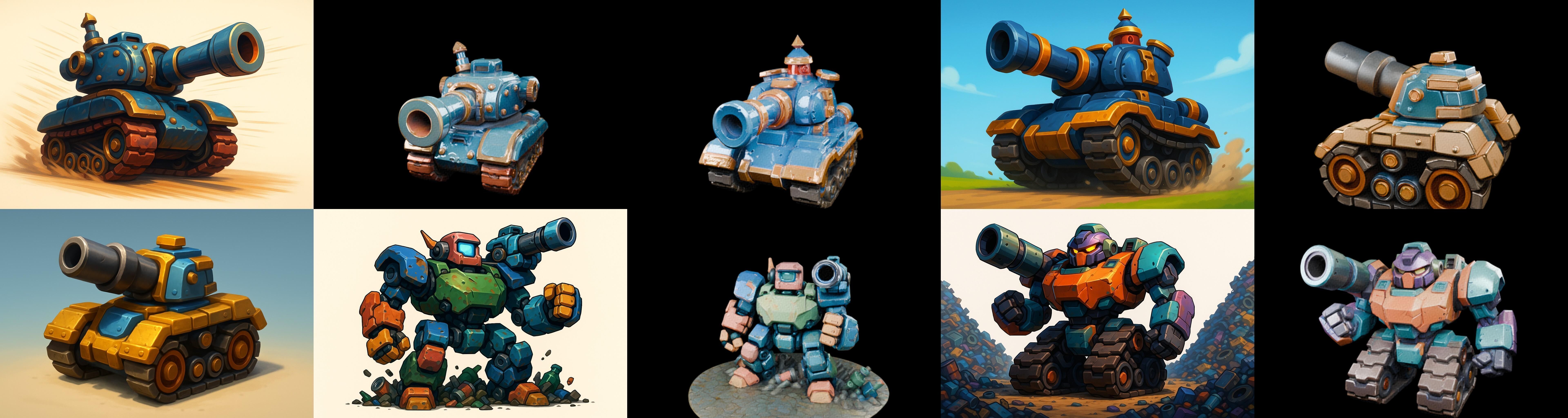 Tank Canon bundle 3 pack 100 glb Low-poly 3D model_6