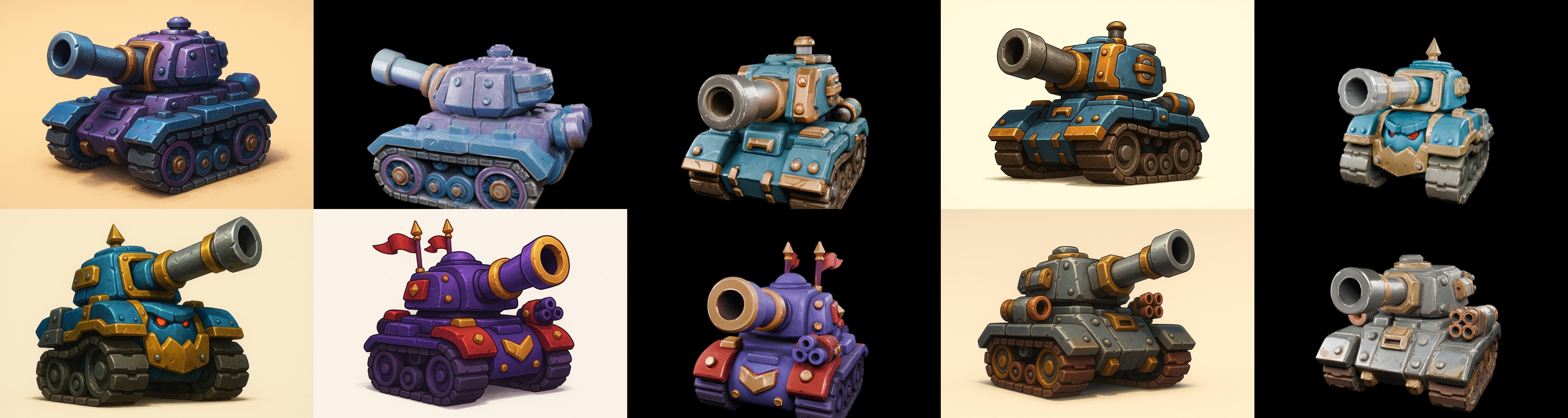 Tank Canon bundle 3 pack 100 glb Low-poly 3D model_15