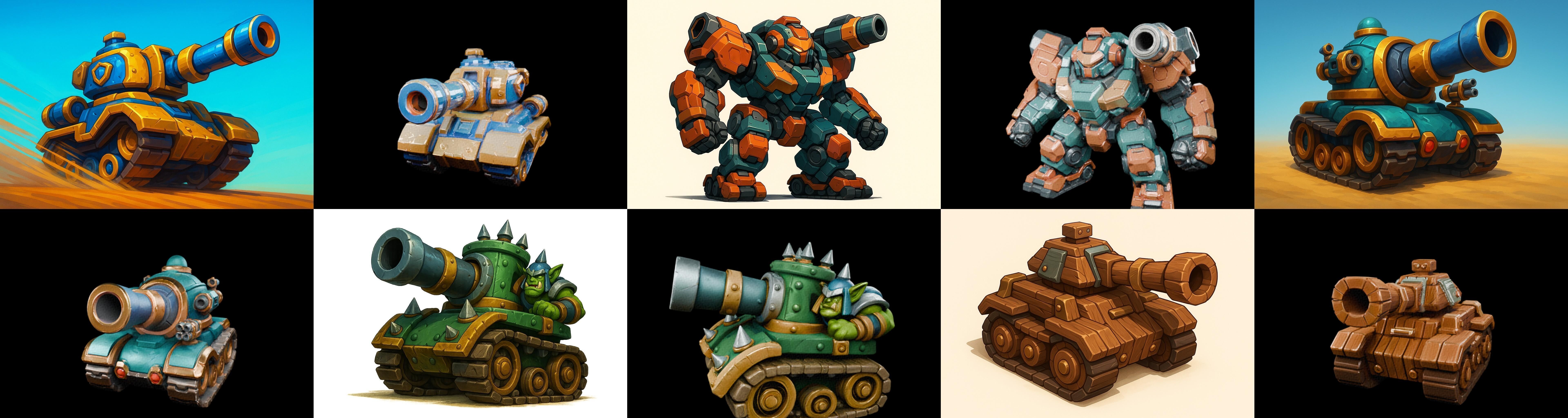 Tank Canon bundle 3 pack 100 glb Low-poly 3D model_3