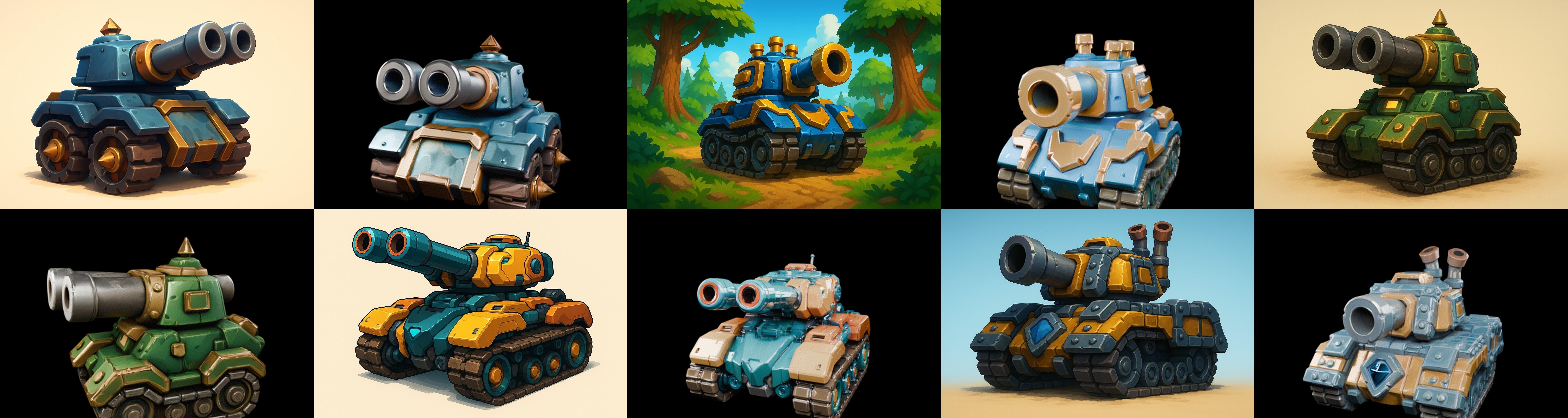 Tank Canon bundle 3 pack 100 glb Low-poly 3D model_16