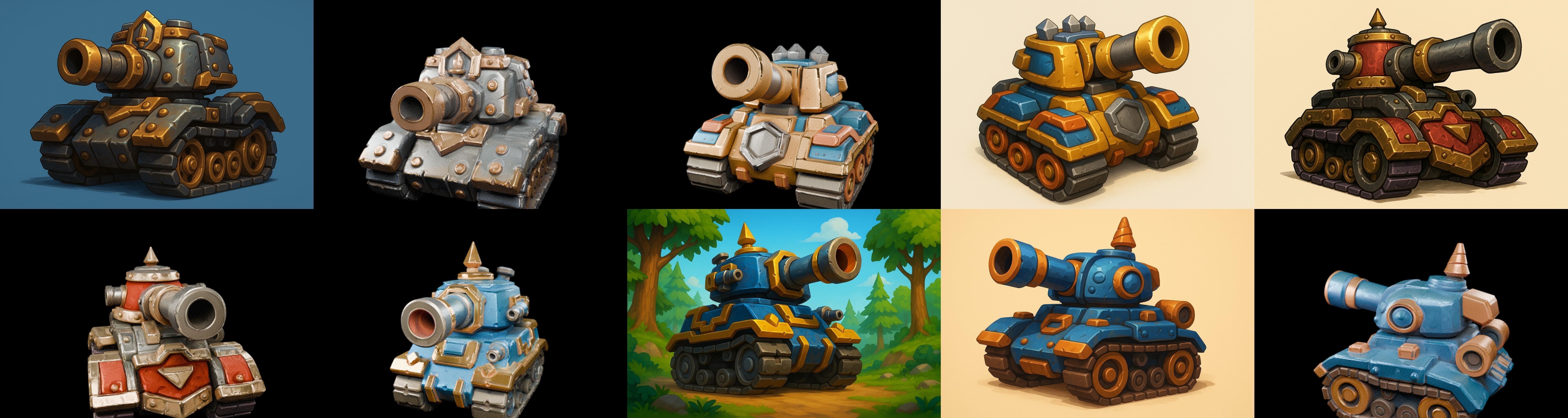 Tank Canon bundle 3 pack 100 glb Low-poly 3D model_11