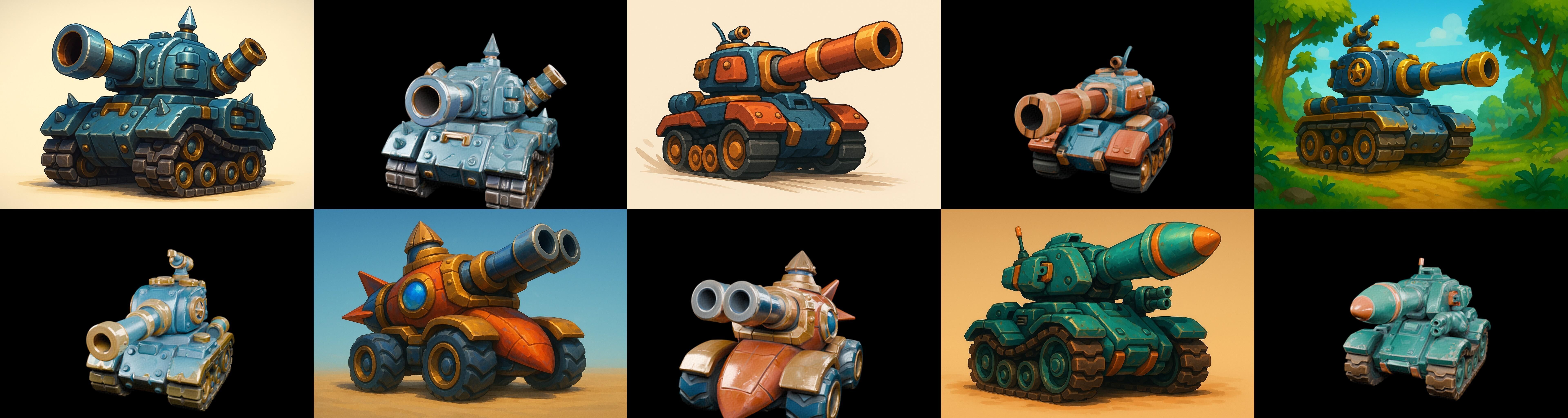 Tank Canon bundle 3 pack 100 glb Low-poly 3D model_5