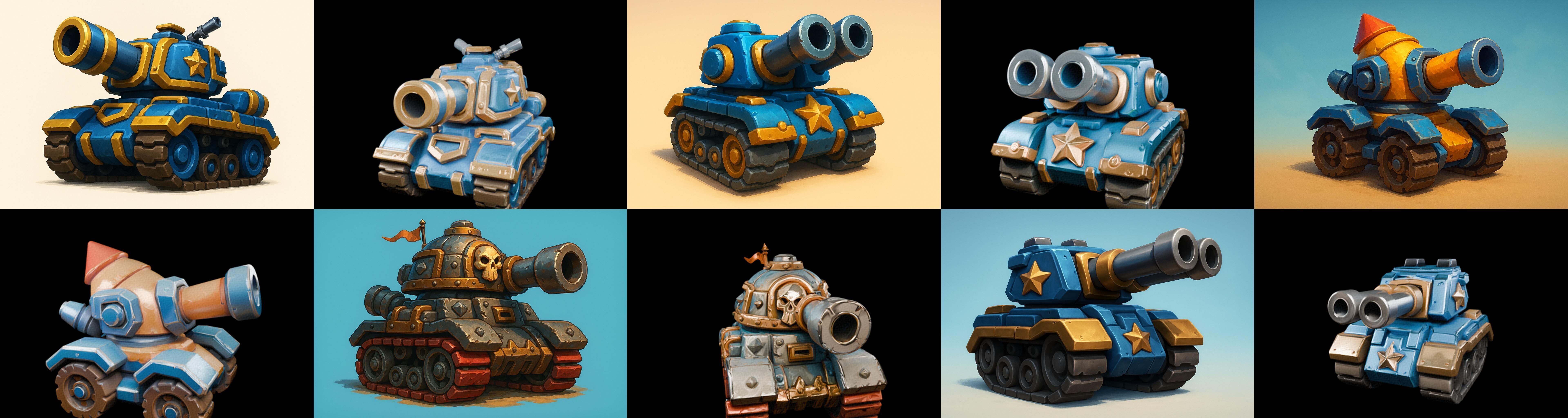 Tank Canon bundle 15 pack 33 glb Low-poly 3D model_1